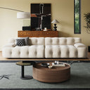 Tech Fabric Cream Straight Sofa