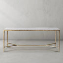 Thaddeus Metal Rectangle Marble Desk Hand-Forged Office Desk Computer Desk