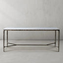 Thaddeus Metal Rectangle Marble Desk Hand-Forged Office Desk Computer Desk