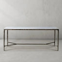 Thaddeus Metal Rectangle Marble Desk Hand-Forged Office Desk Computer Desk