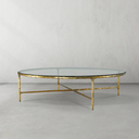 Thaddeus Metal Glass Round Coffee Table Hand-Forged Style O & X Living Sofa Center Tea Table