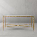 Thaddeus Metal Rectangle Glass Console Table Hand-Forged Style O & X Entryways Entrance Table