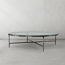Thaddeus Metal Glass Round Coffee Table Hand-Forged Style O & X Living Sofa Center Tea Table