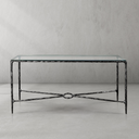 Thaddeus Metal Rectangle Glass Console Table Hand-Forged Style O & X Entryways Entrance Table