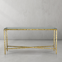 Thaddeus Metal Rectangle Glass Console Table Hand-Forged Style O & X Entryways Entrance Table