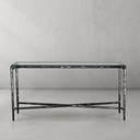 Thaddeus Metal Rectangle Glass Console Table Hand-Forged Style O & X Entryways Entrance Table