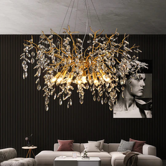 Mamie Postmodern Creative Crystal Branch Chandelier for Living Room